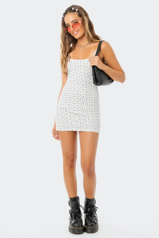 Floral Print Mini Dress sold by Edikted