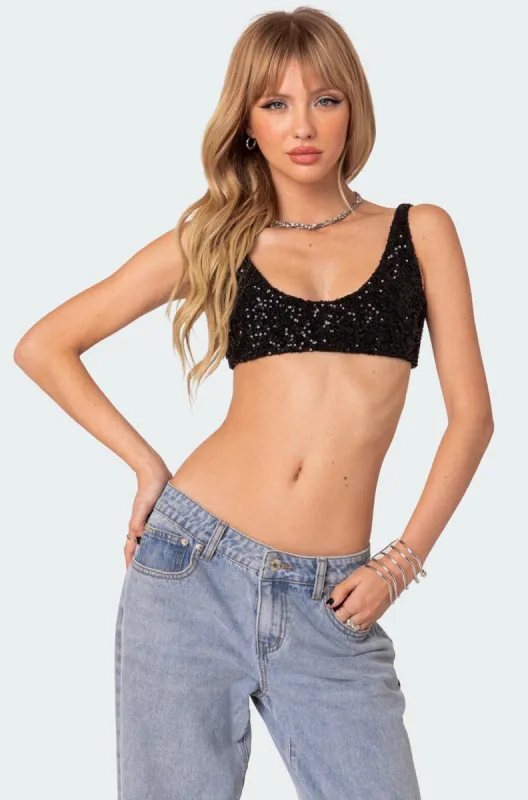 Oolala Sequin Bra Top sold by Edikted