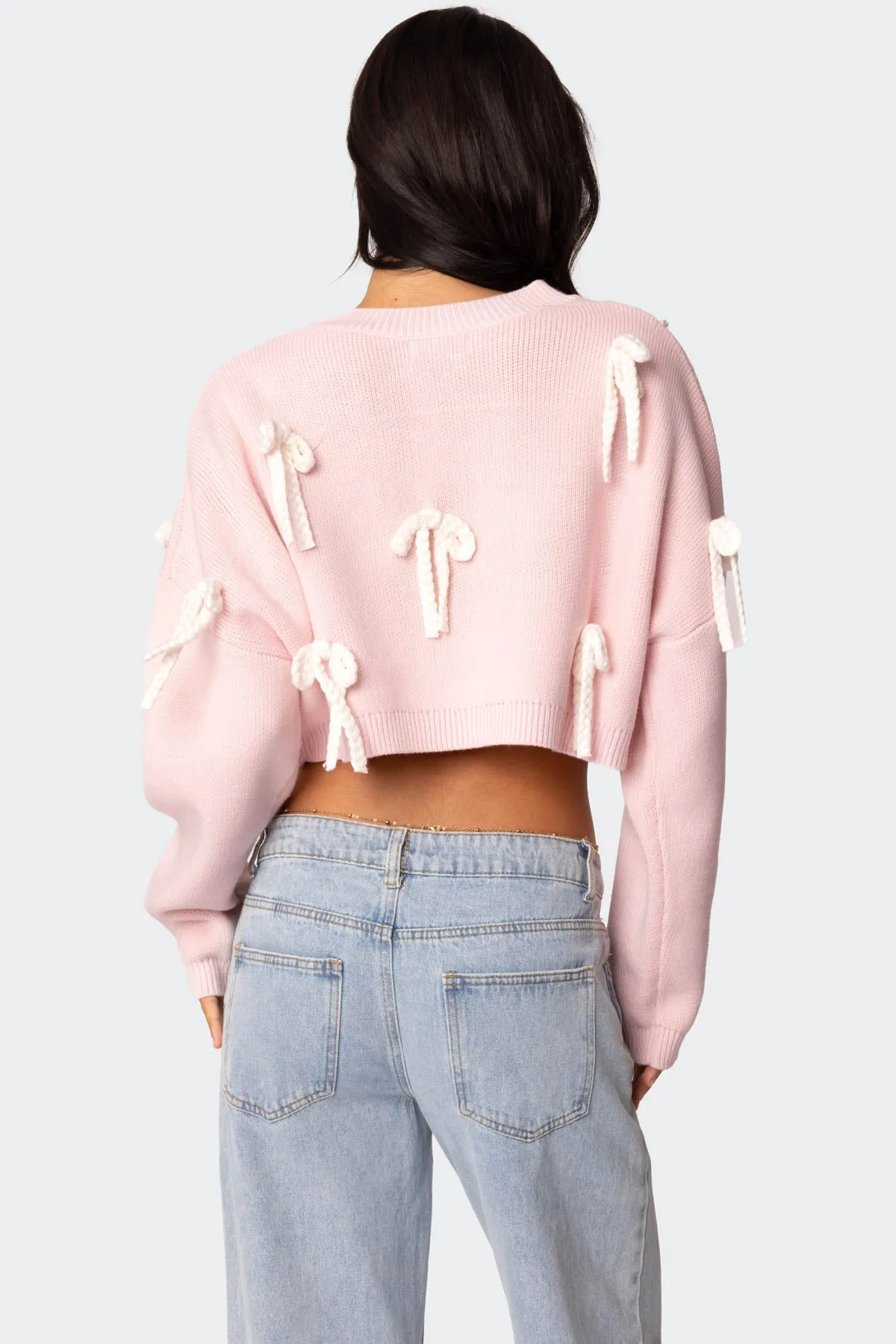 Chunky Bow Cropped Sweater sold by Edikted product image thumbnail 4