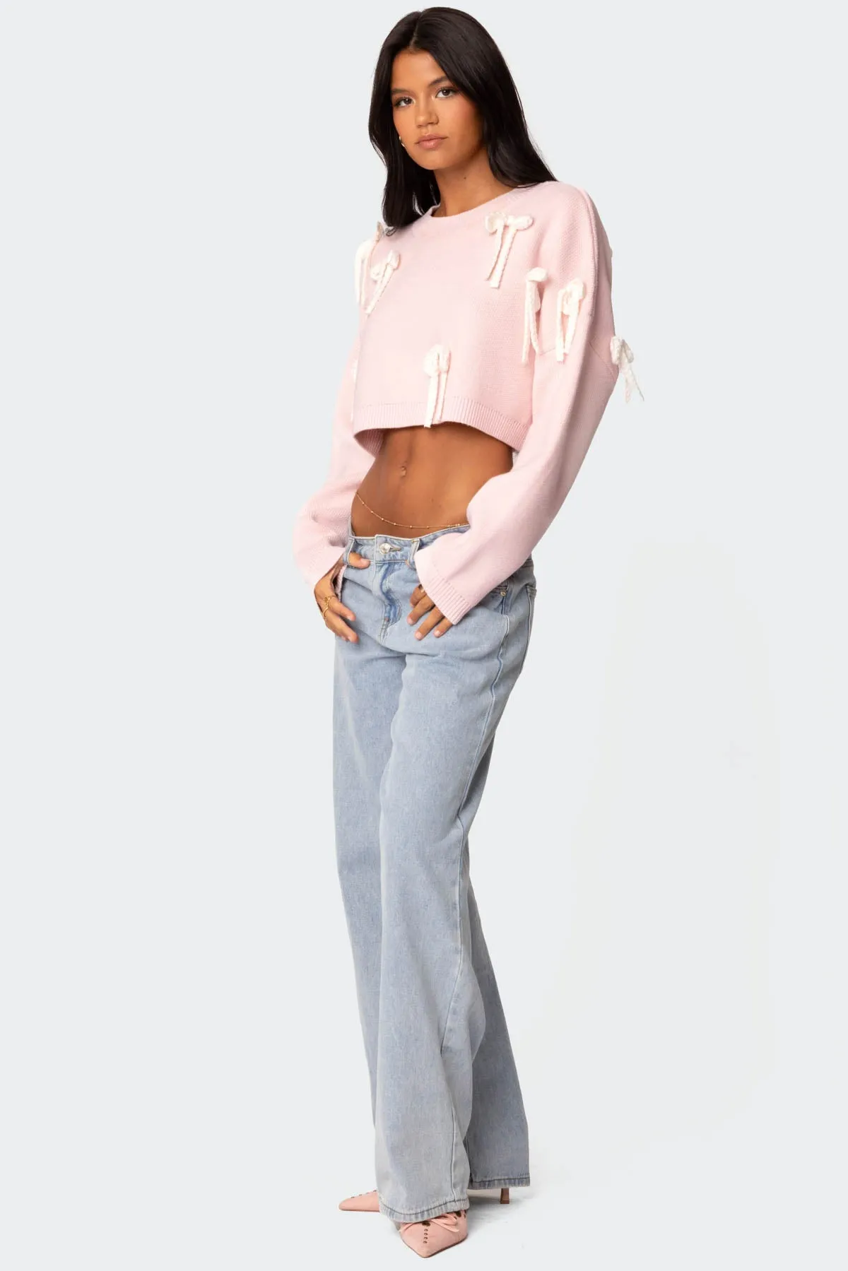Chunky Bow Cropped Sweater sold by Edikted product image thumbnail 5