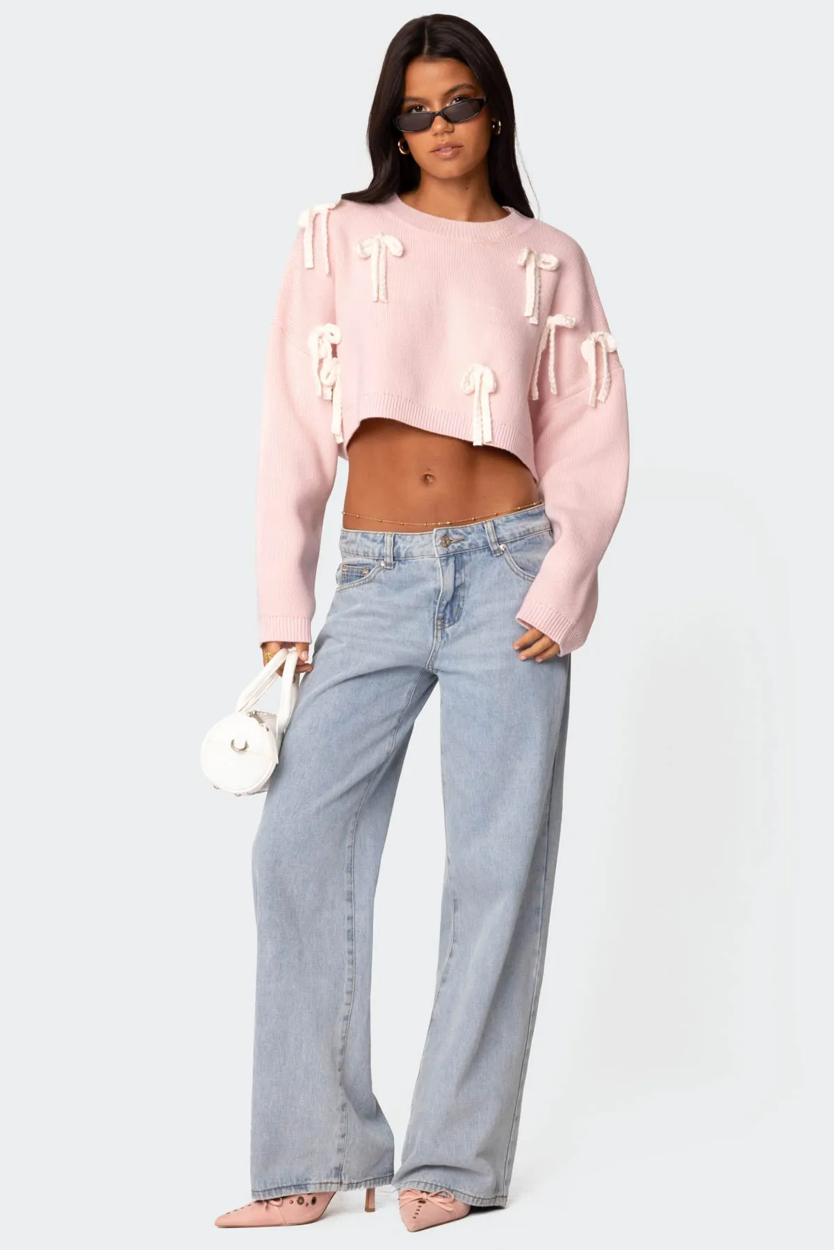 Chunky Bow Cropped Sweater sold by Edikted product image thumbnail 2