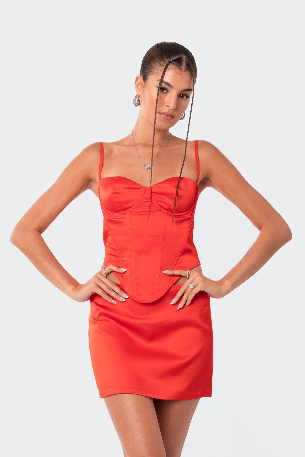 Lover Satin Corset Top sold by Edikted