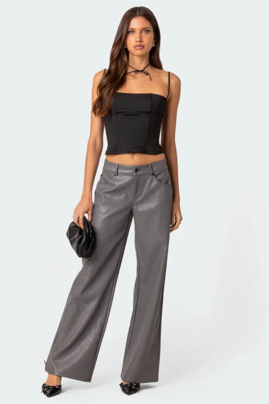 Faux Leather Straight Leg Pants sold by Edikted