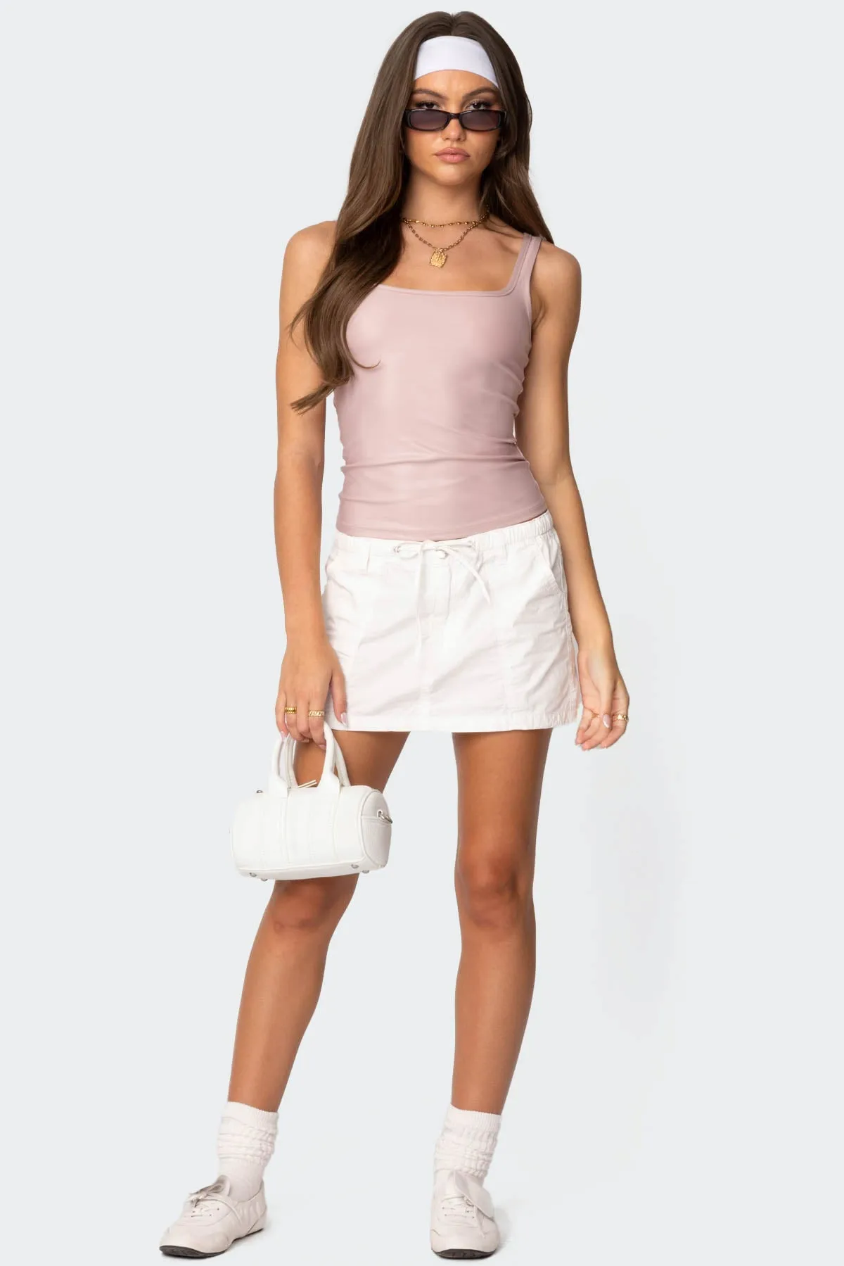 Sarah Shiny Square Neck Tank Top sold by Edikted product image thumbnail 2