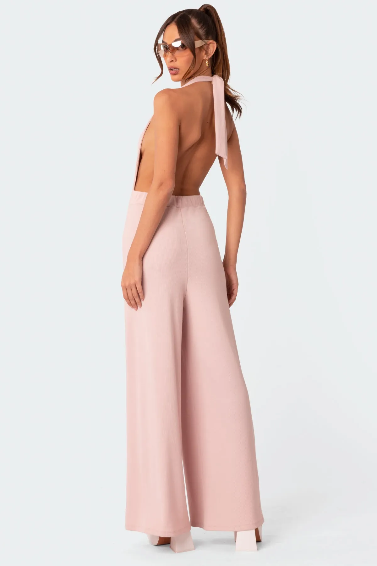 Blondie Ribbed Open Back Jumpsuit sold by Edikted product image thumbnail 5