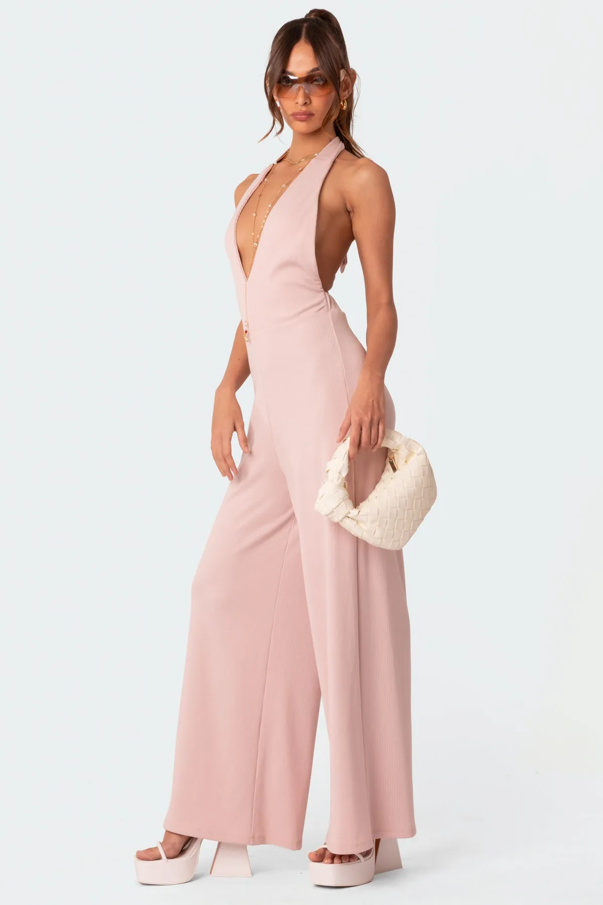 Blondie Ribbed Open Back Jumpsuit sold by Edikted product image thumbnail 4