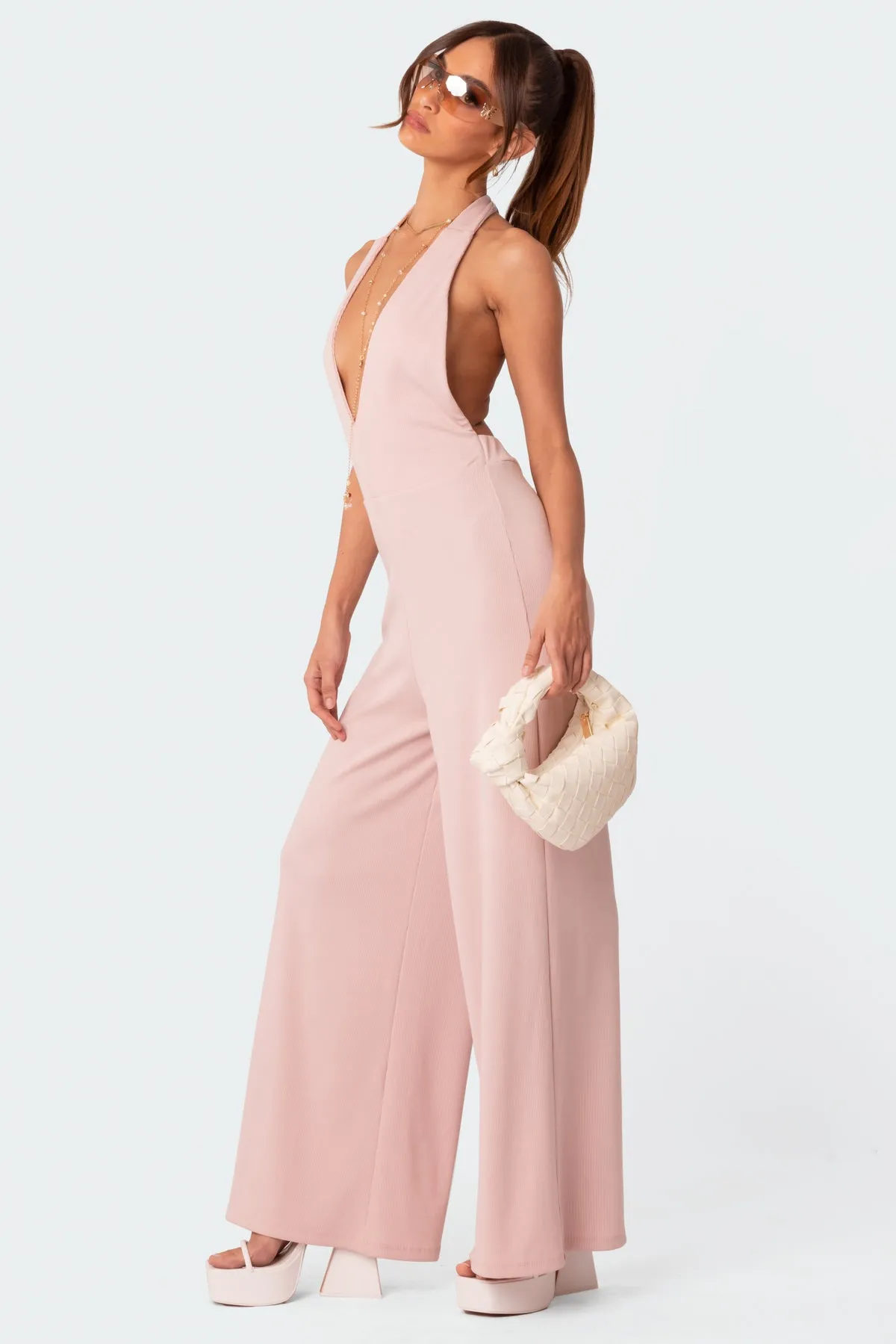 Blondie Ribbed Open Back Jumpsuit sold by Edikted product image thumbnail 3