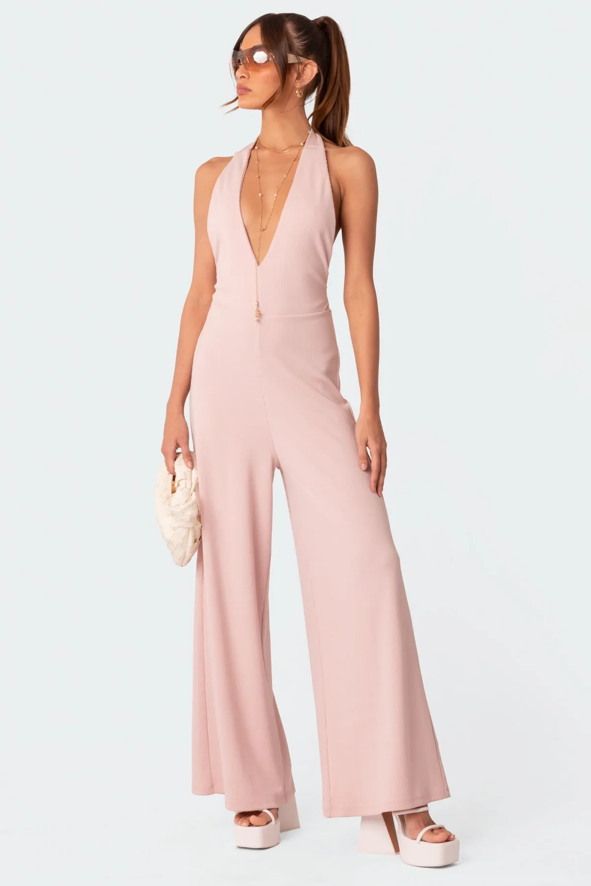 Blondie Ribbed Open Back Jumpsuit sold by Edikted product image thumbnail 2