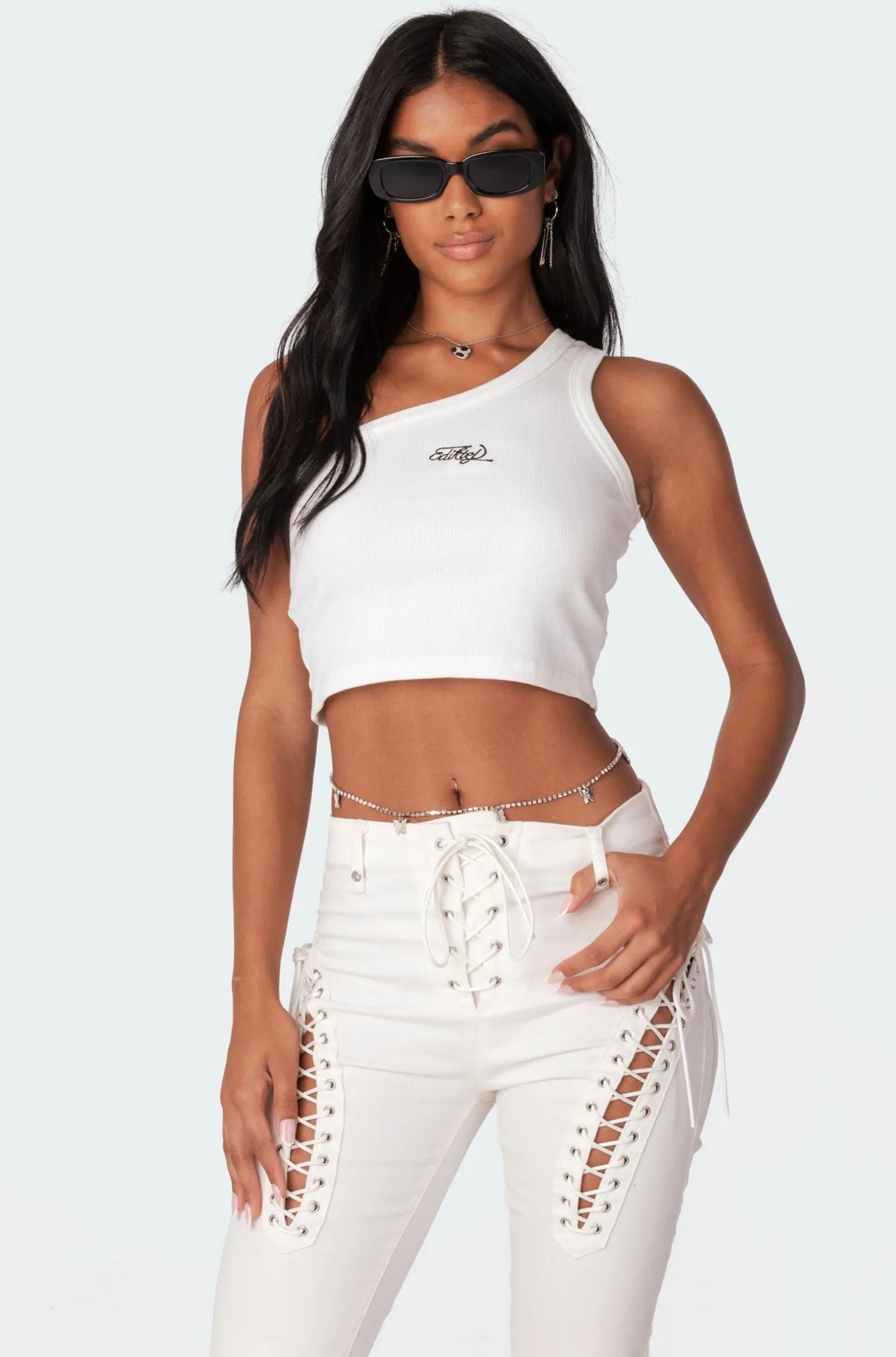 Muse Ribbed One-Shoulder Top sold by Edikted