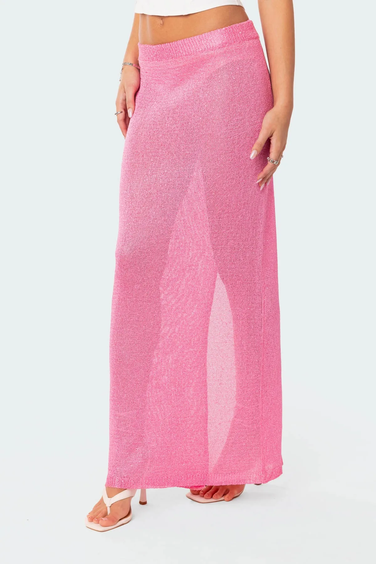 Micro Sequin Sheer Knit Maxi Skirt sold by Edikted product image thumbnail 2