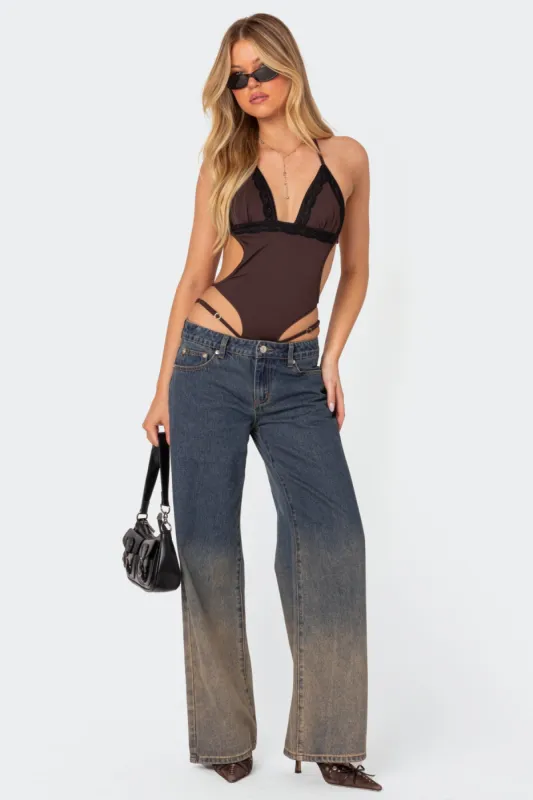 Strappy Lace Trim Bodysuit made by Edikted