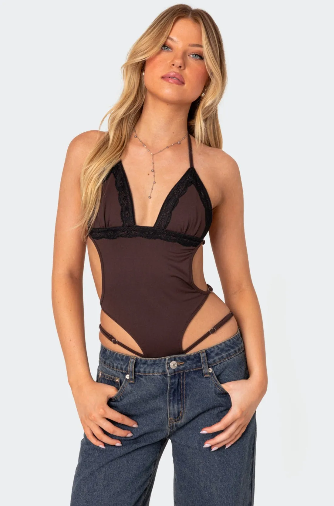 Strappy Lace Trim Bodysuit sold by Edikted product image thumbnail 2