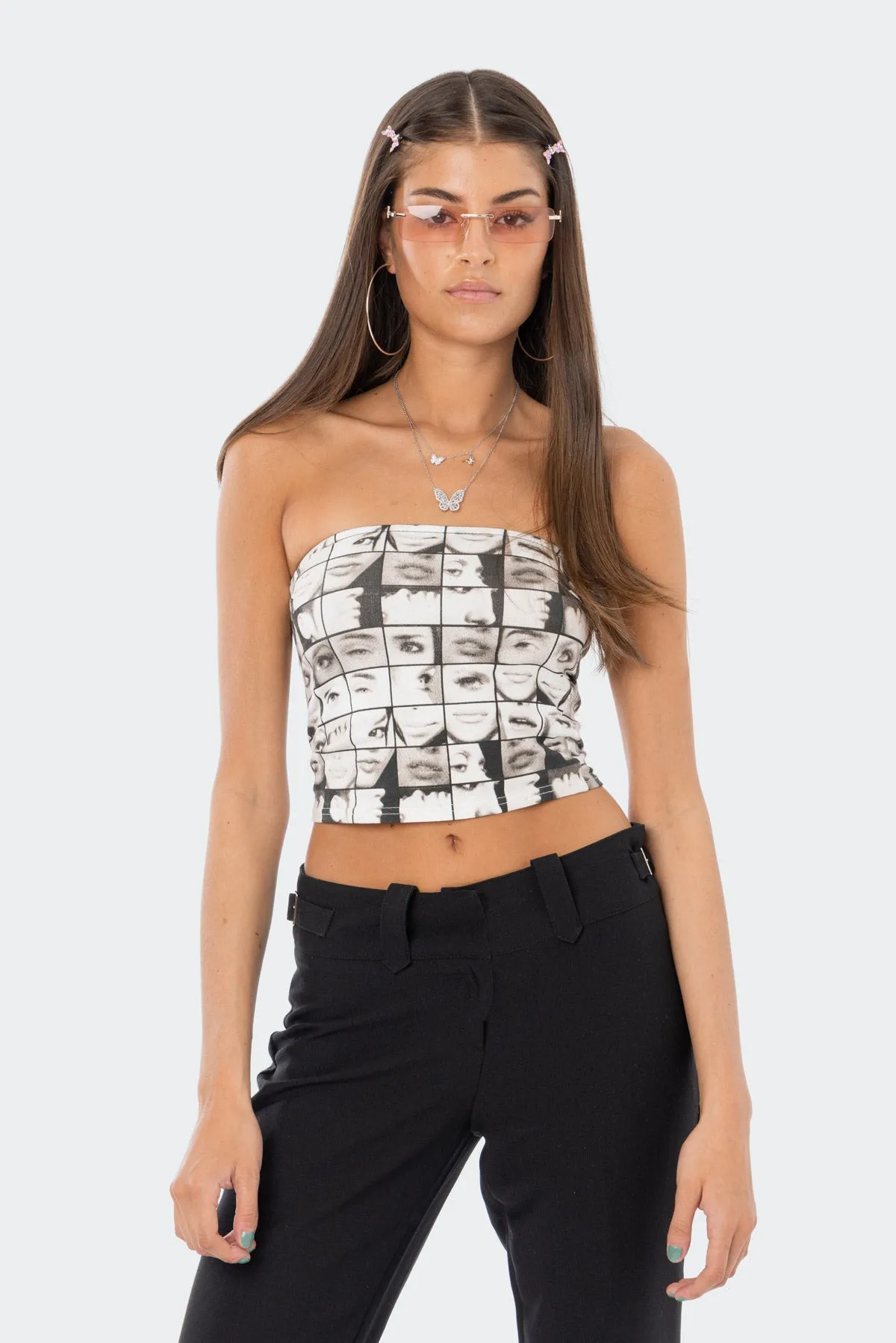 Printed Strapless Tube Top sold by Edikted product image thumbnail 4