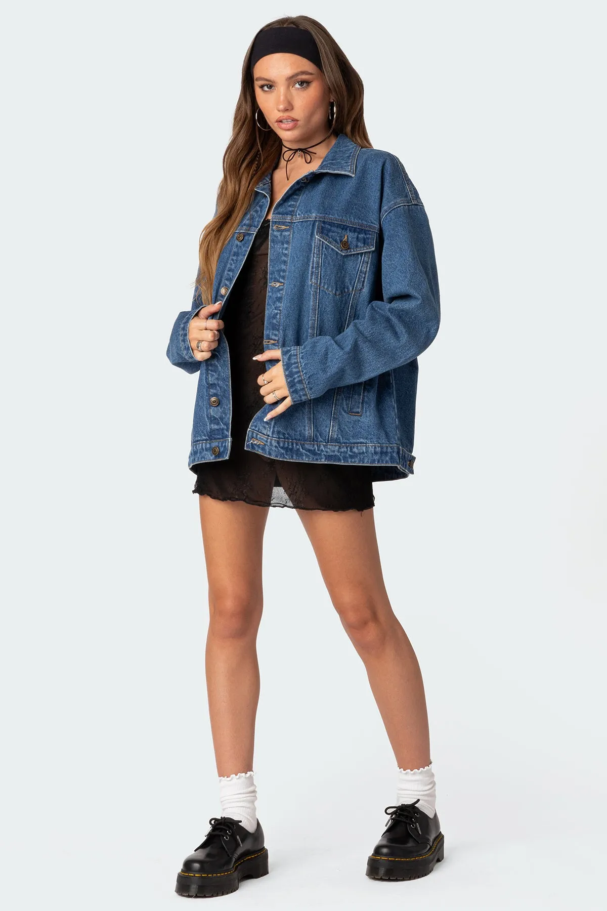 Dalia Oversized Denim Jacket sold by Edikted product image thumbnail 5