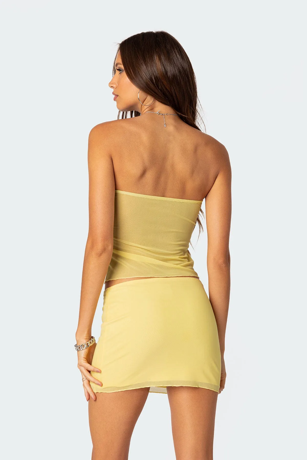 Cyrene Split Front Sheer Mesh Top sold by Edikted product image thumbnail 4