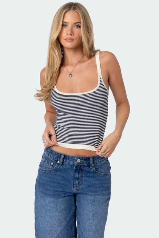 Saylor Striped Knit Tank Top sold by Edikted