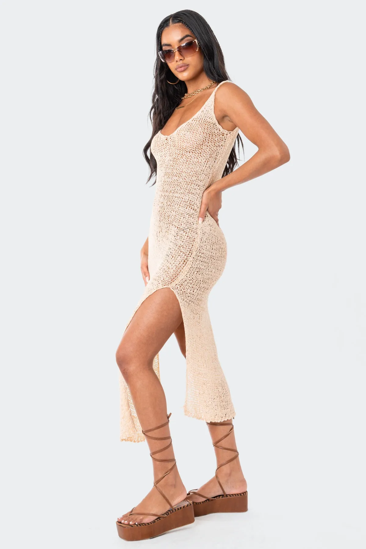 Nevea Open-Back Knitted Midi Dress sold by Edikted product image thumbnail 2