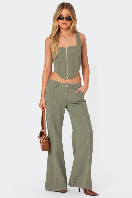 Lottie Low Rise Washed Carpenter Jeans sold by Edikted