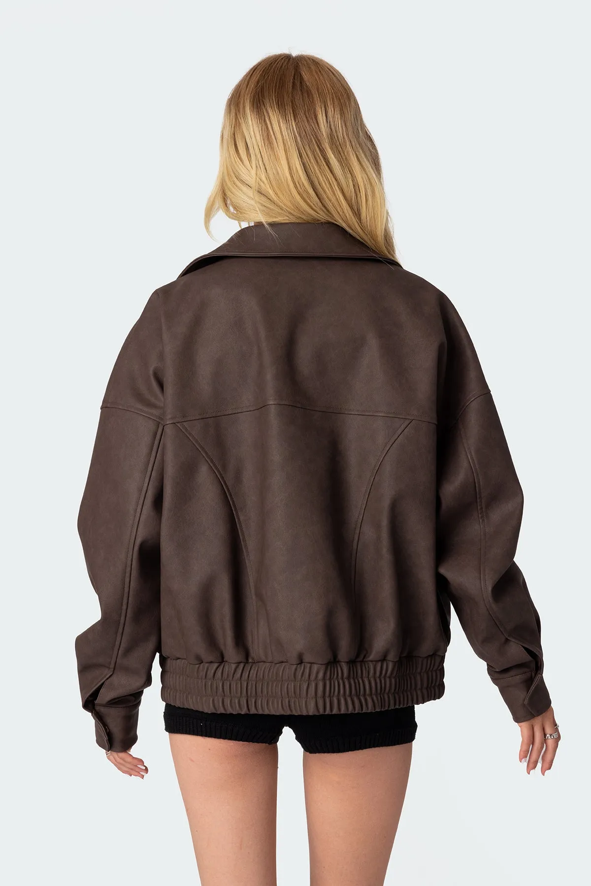Mori Oversized Faux Leather Jacket sold by Edikted product image thumbnail 4