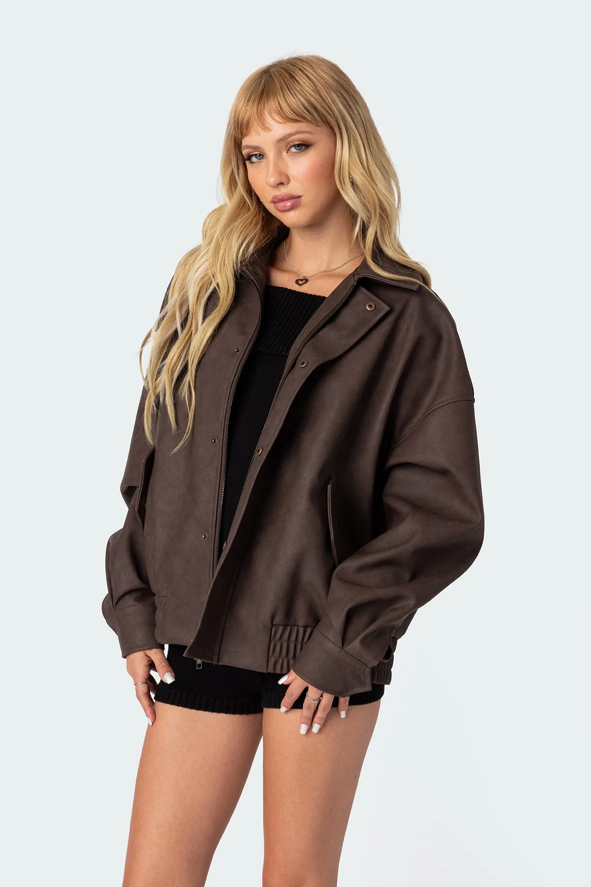 Mori Oversized Faux Leather Jacket sold by Edikted product image thumbnail 3