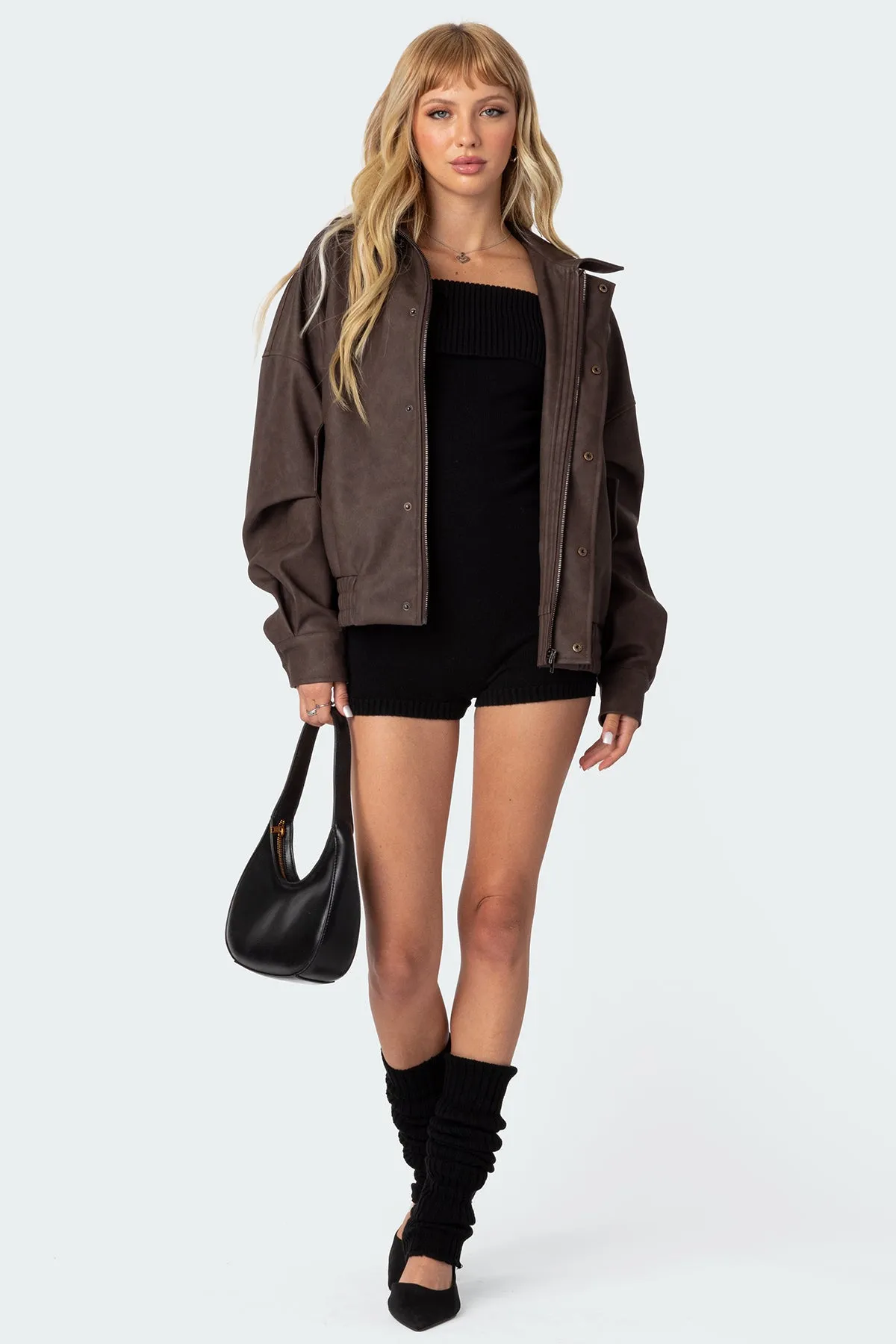 Mori Oversized Faux Leather Jacket sold by Edikted product image thumbnail 2