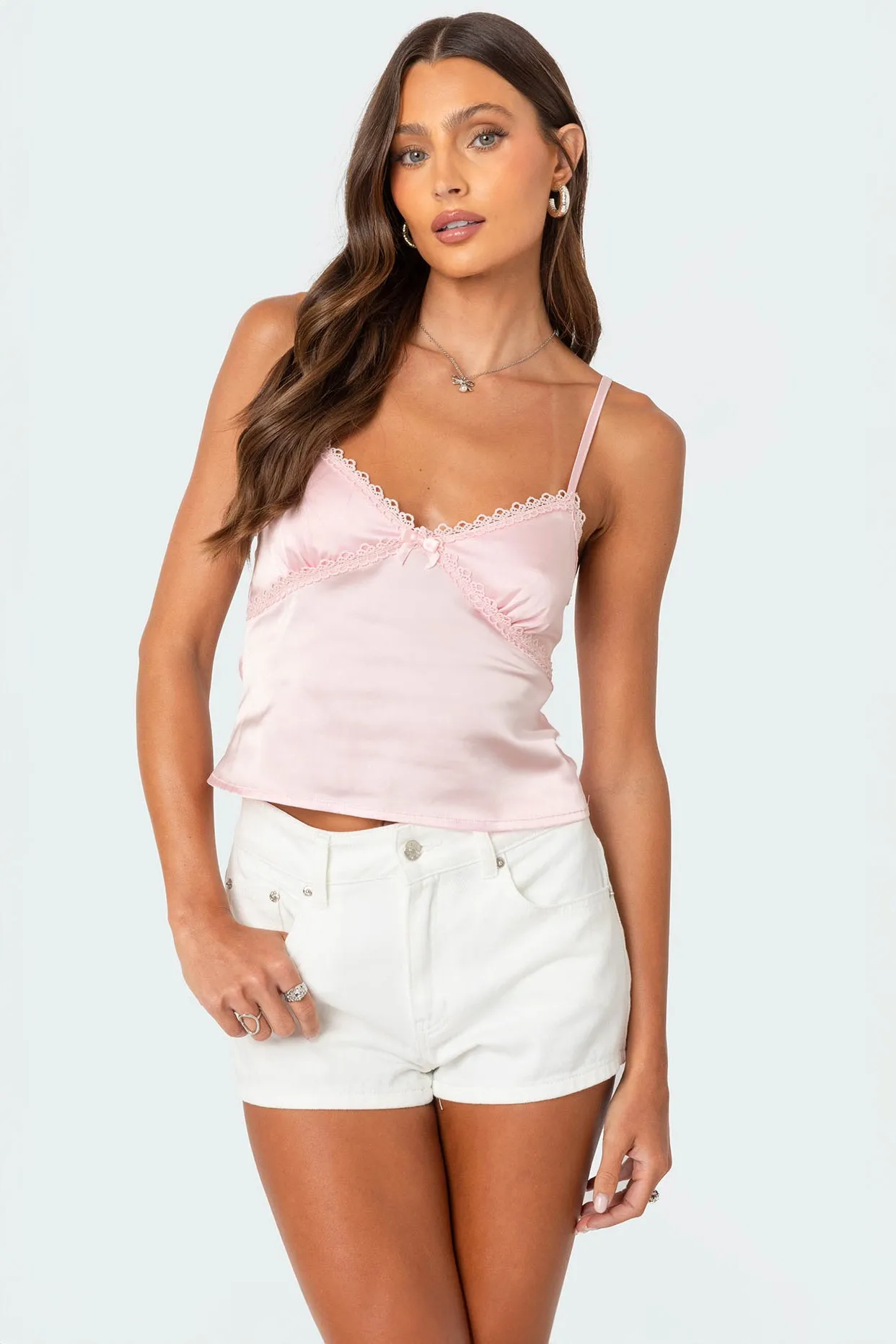 Imani Satin Effect Tank Top sold by Edikted