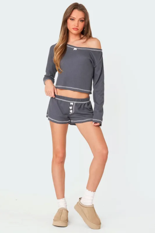 Peoni Waffle Shorts sold by Edikted