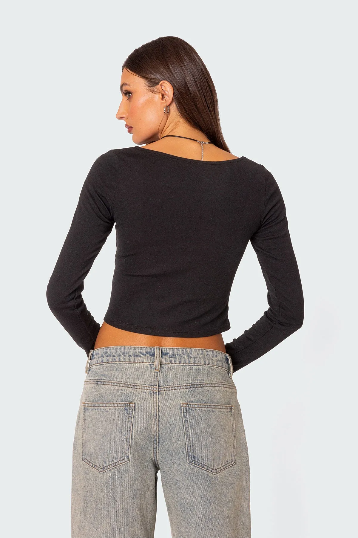 Nat Ruched V Neck Top sold by Edikted product image thumbnail 4