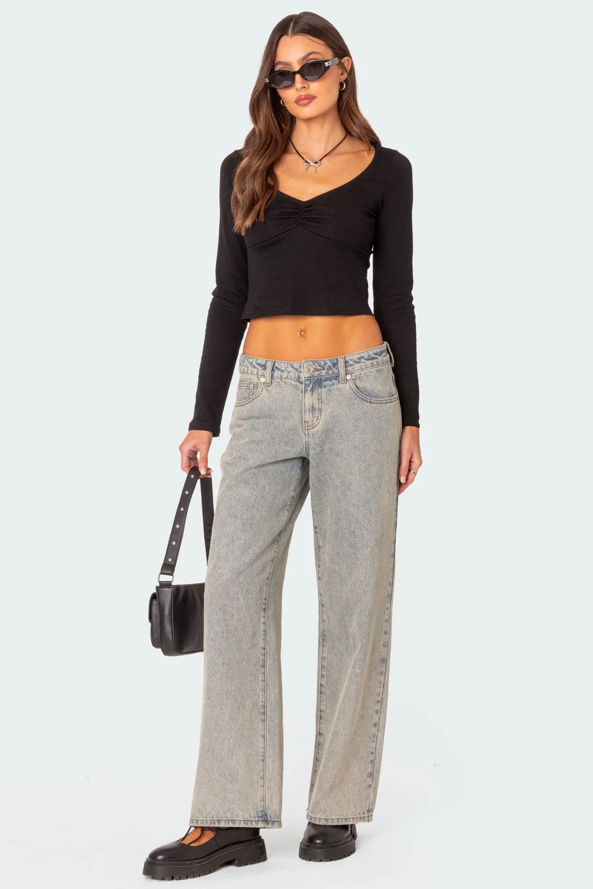 Nat Ruched V Neck Top sold by Edikted product image thumbnail 2