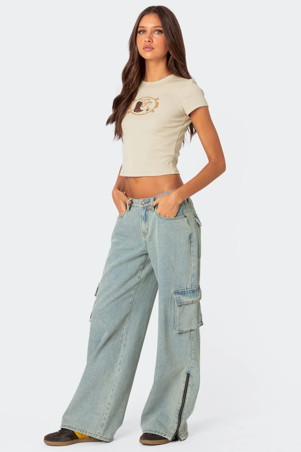 Andi Low Rise Baggy Cargo Jeans sold by Edikted