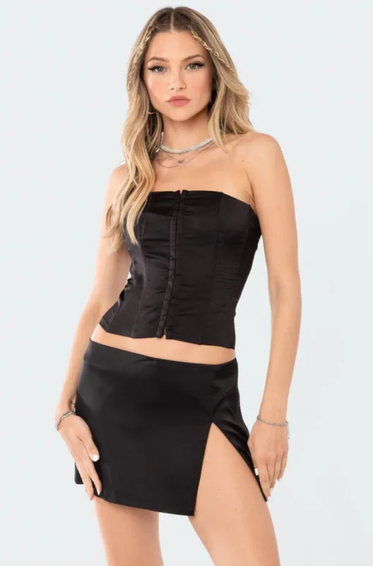 Silky Satin Back Lace Corset sold by Edikted