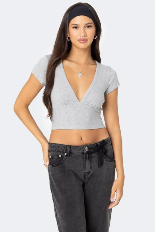 Deep V Neck Crop Top sold by Edikted