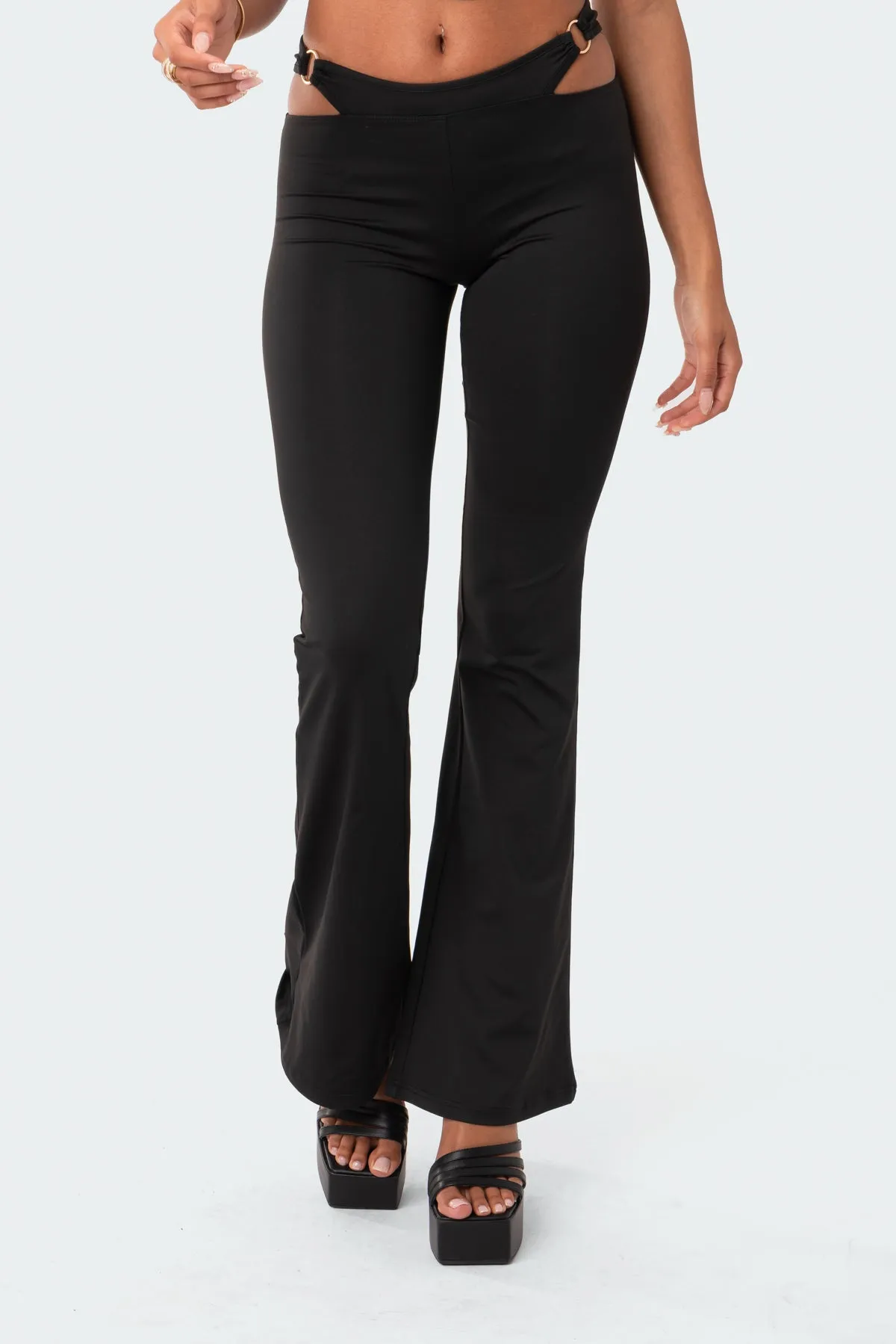 Ashanti Low-Rise Cut-Out Flared Pants sold by Edikted product image thumbnail 2