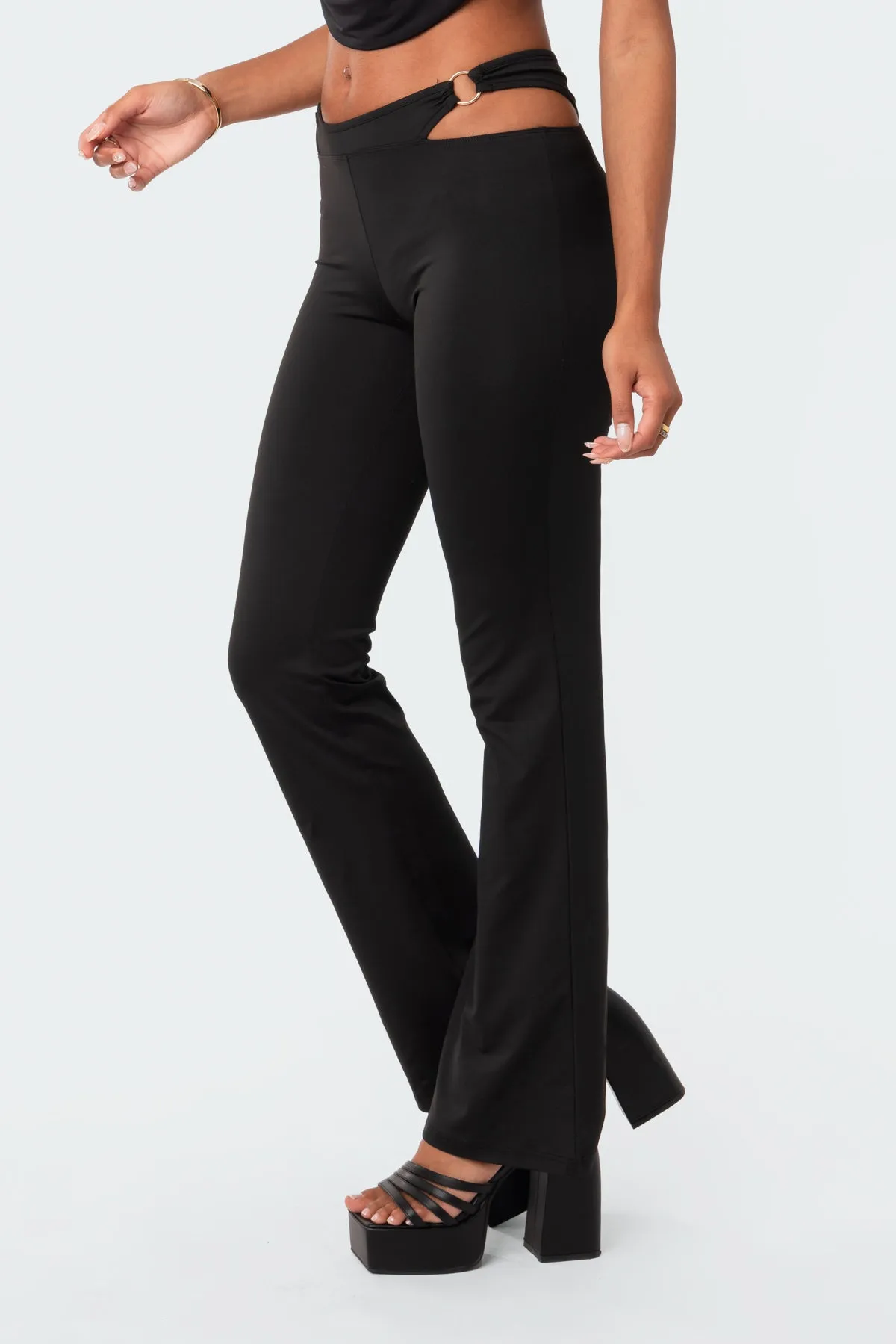 Ashanti Low-Rise Cut-Out Flared Pants sold by Edikted product image thumbnail 4