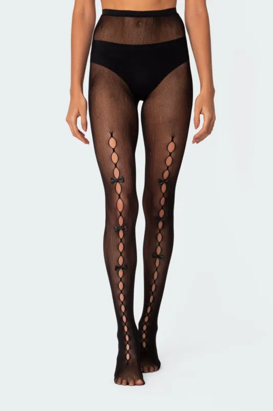 Bowtie Cutout Tights sold by Edikted