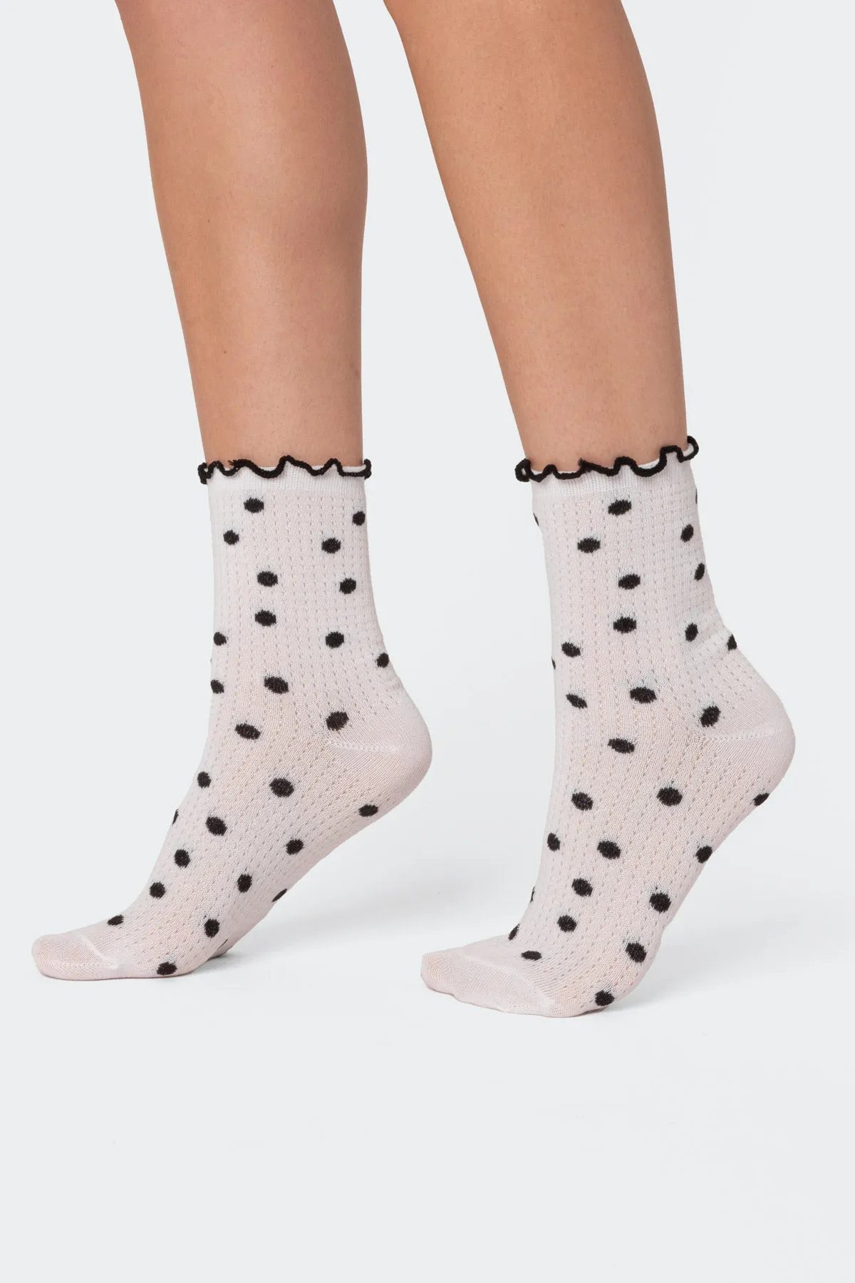 Polka Dot Frill Socks sold by Edikted