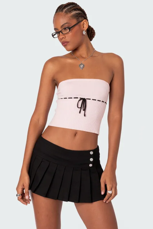 Elsie Knitted Tie Tube Top sold by Edikted