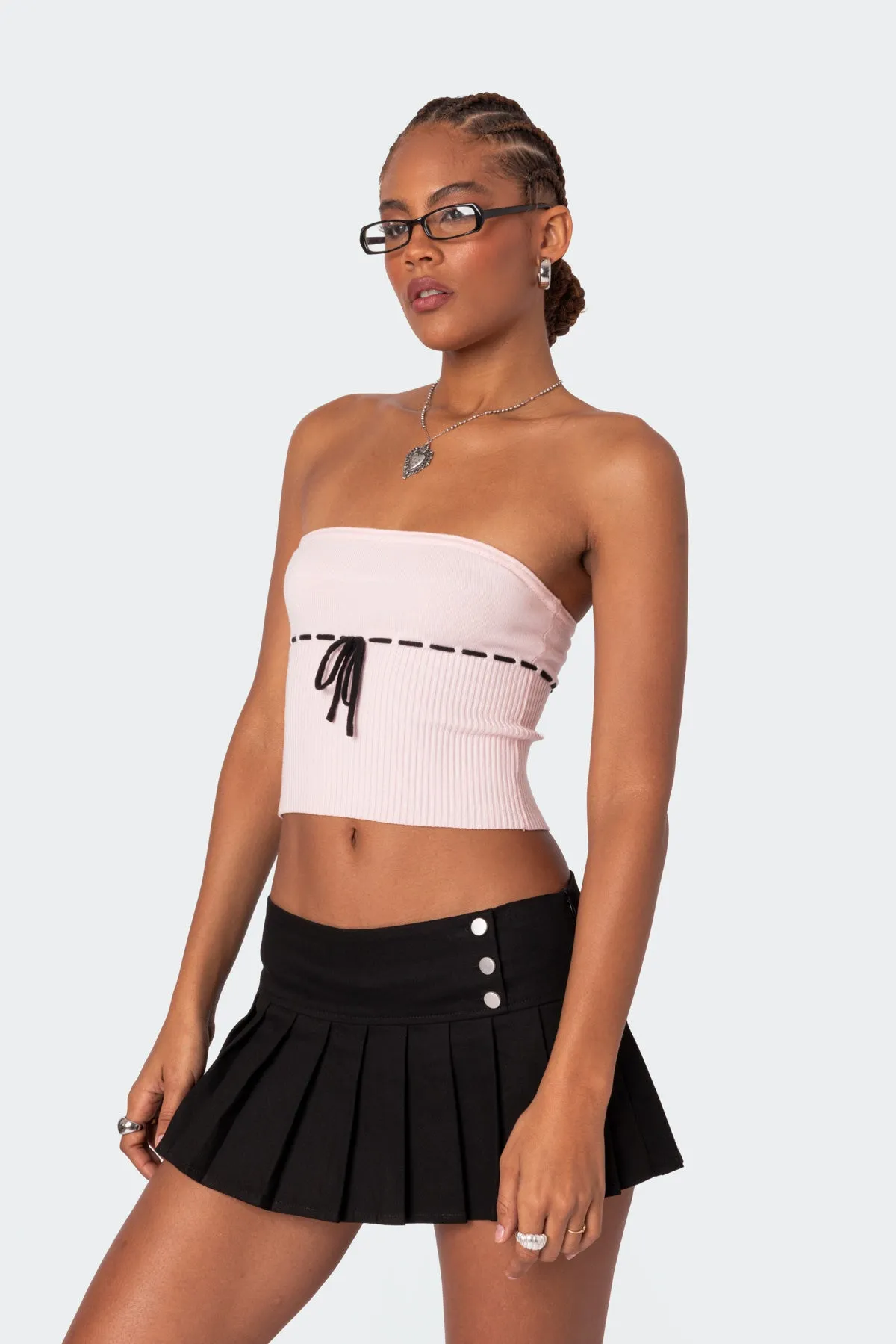 Elsie Knitted Tie Tube Top sold by Edikted product image thumbnail 3