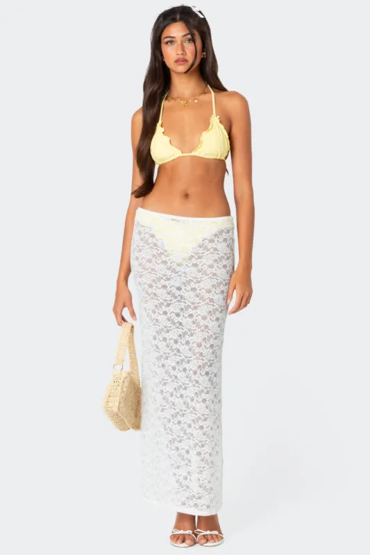Oceana Sheer Lace Maxi Skirt sold by Edikted