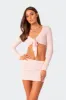 Pointelle Tie Front Knit Crop Top sold by Edikted