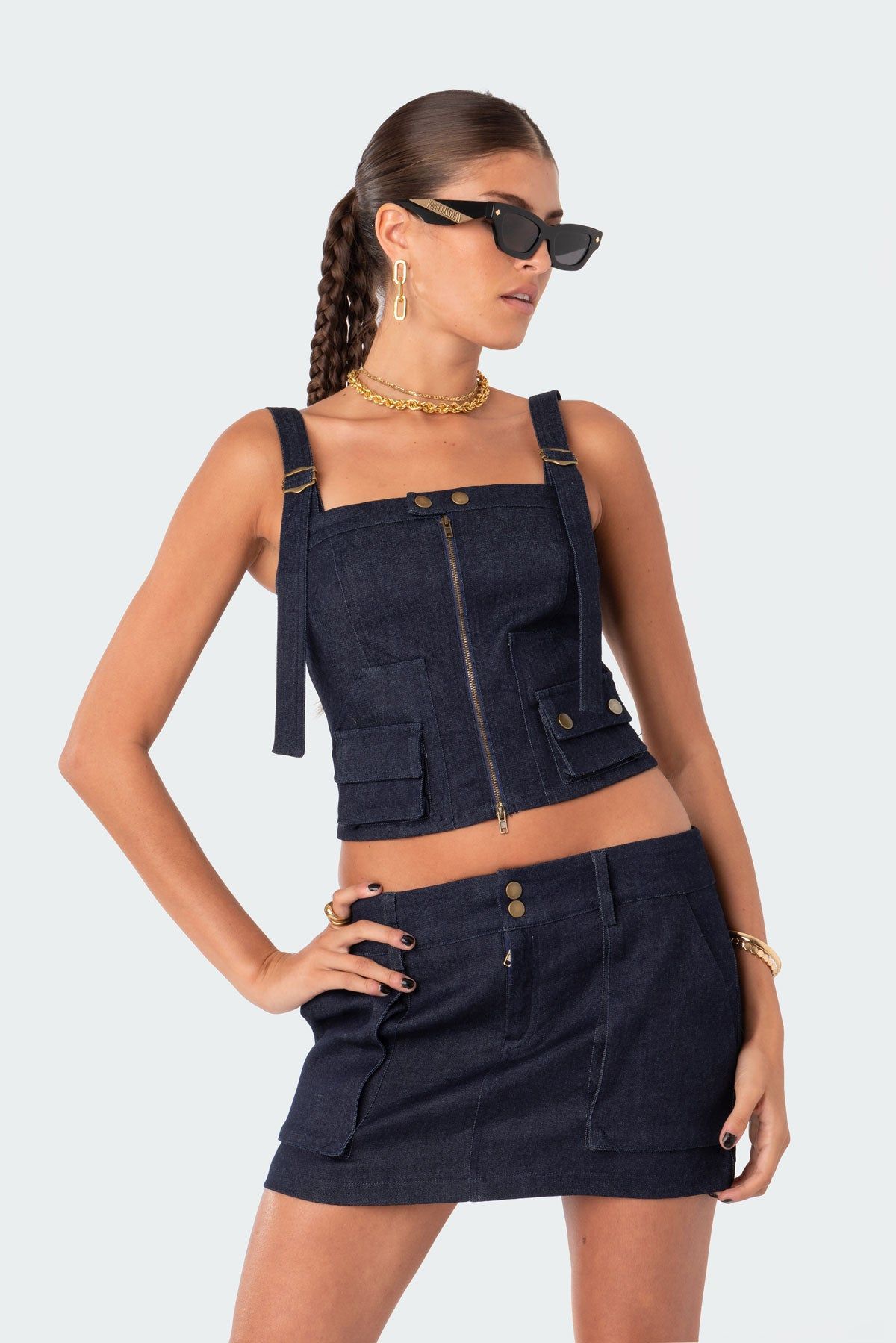 Mara Denim Top sold by Edikted