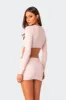 Pointelle Tie Front Knit Crop Top sold by Edikted