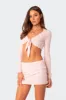 Pointelle Tie Front Knit Crop Top sold by Edikted