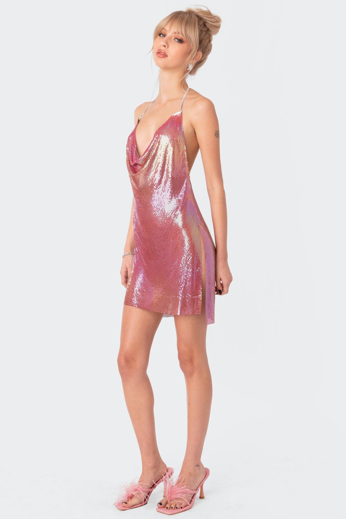 Chainmail Open Back Mini Dress sold by Edikted product image thumbnail 3