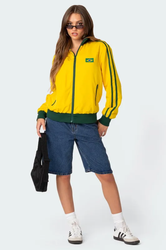 Brasil Oversized Track Jacket sold by Edikted