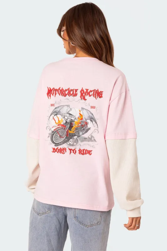 Racing Oversized Layered T Shirt made by Edikted