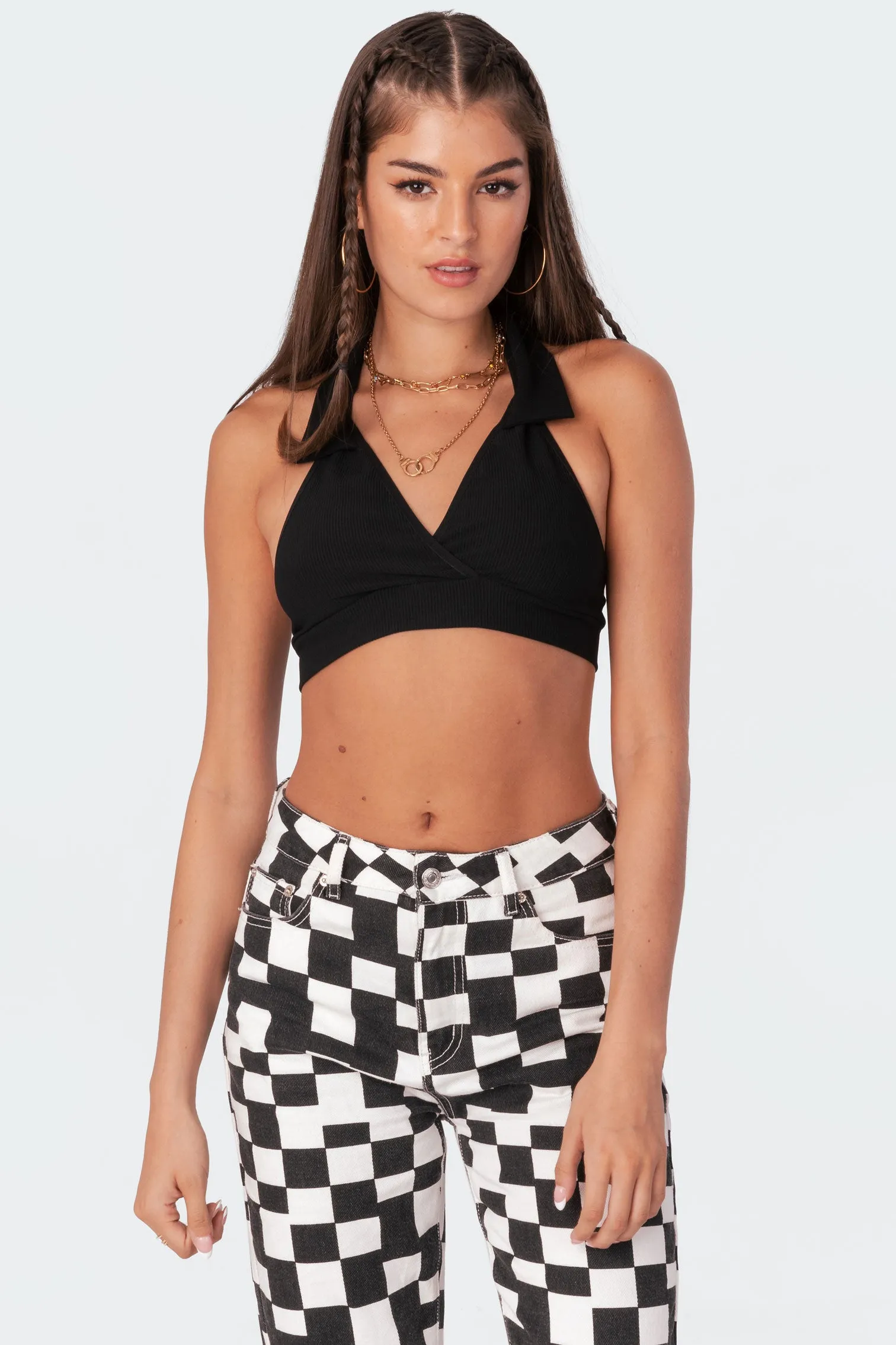 Jerry Ribbed Open-Back Crop Top sold by Edikted