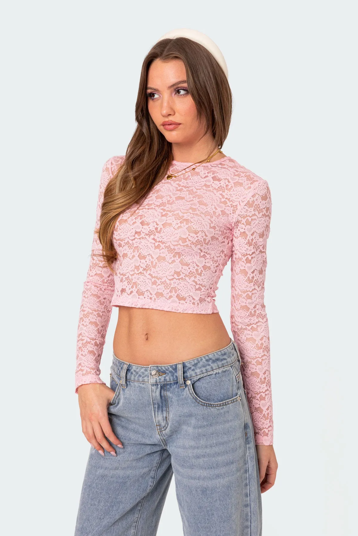 Estella Sheer Lace Top sold by Edikted product image thumbnail 2