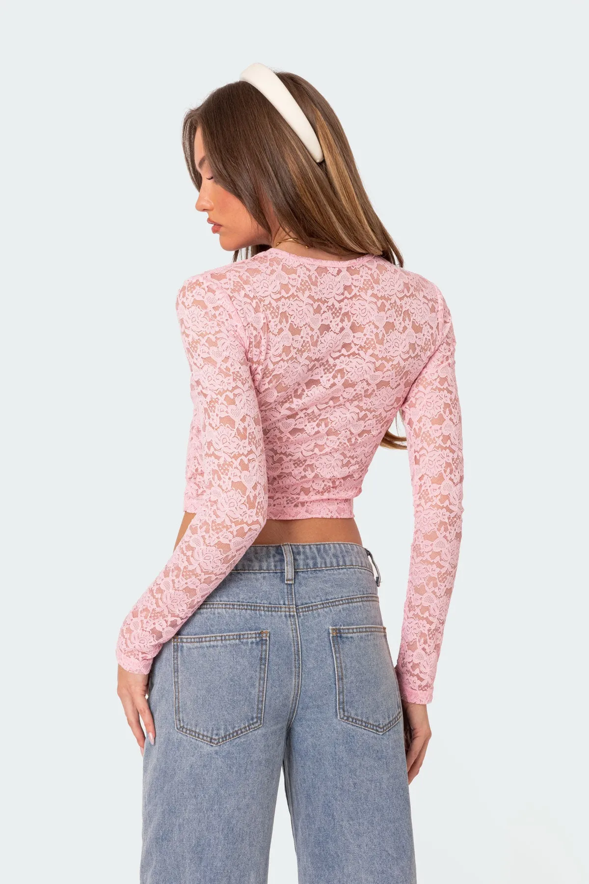Estella Sheer Lace Top sold by Edikted product image thumbnail 4