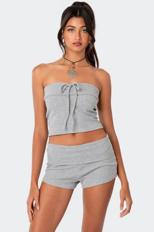 Lizzy Foldover Waffle Tube Top made by Edikted